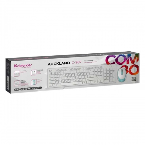 Комплект (клавиатура и мышь) Defender Auckland C987 Wireless White фото 4