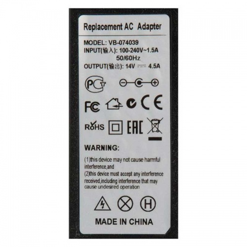 Блок питания для монитора LCD (14V/4.5A/63W/6.5х4.5 мм с иглой) фото 2