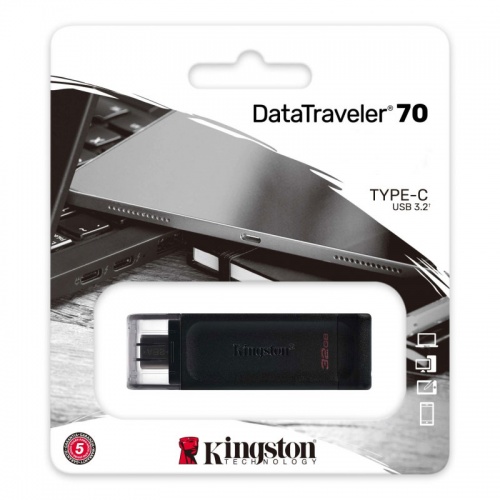 Флешка Kingston DataTraveler 70 Type-C 64Gb Black фото 2