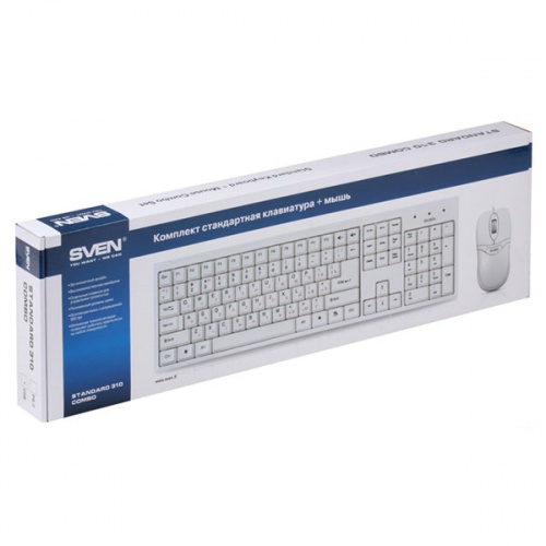 Комплект (клавиатура и мышь) Sven Standard 310 Combo White USB фото 5