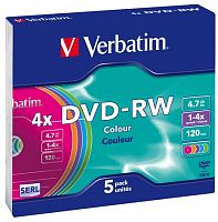 DVD-RW Verbatim Colour (slim, 5)