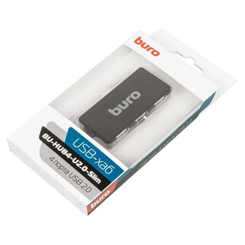 Разветвитель USB 2.0 Buro BU-HUB4-U2.0 Slim Black фото 4