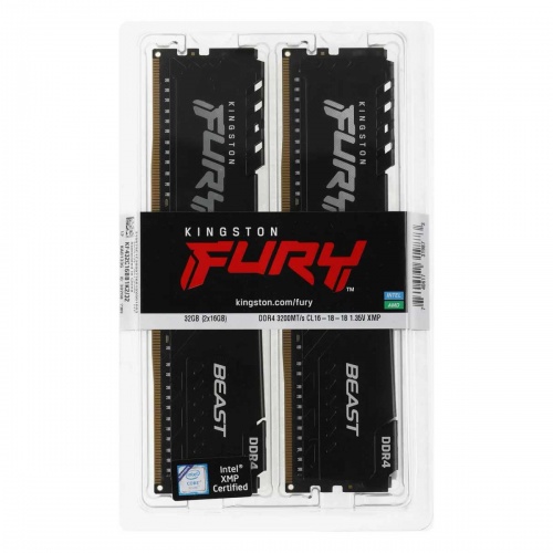 Модуль памяти DIMM Kingston HyperX Fury Beast KF432C16BB1K2/32 DDR4 32GB 3200MHz фото 5
