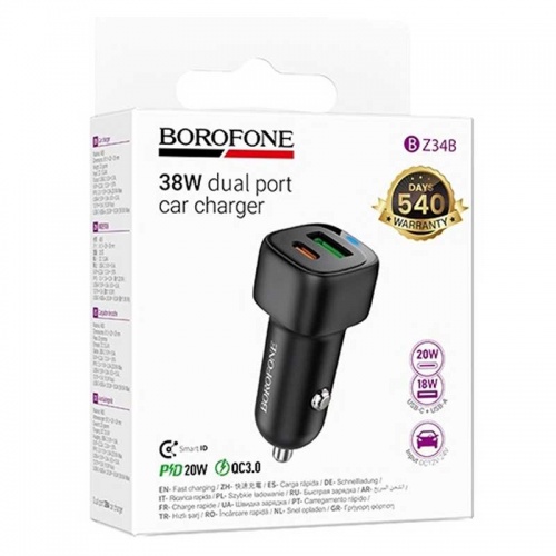 Зарядное устройство Borofone Z34B PD20W + QC 3.0 Black фото 3 Зарядное устройство Borofone Z34B PD20W + QC 3.0 Black фото 3