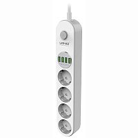 Сетевой фильтр LDNIO SC4438 (2 м, 4 розетки, 4 USB, белый)