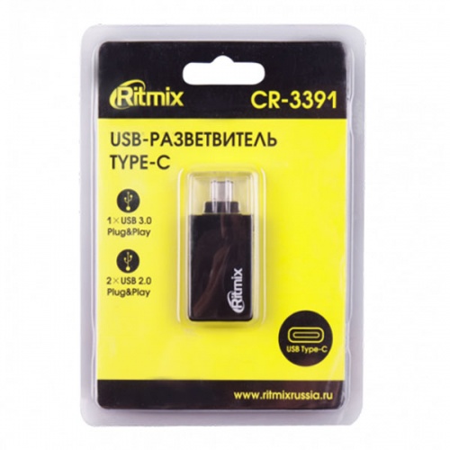 Разветвитель USB Type-C Ritmix CR-3391 Black фото 5
