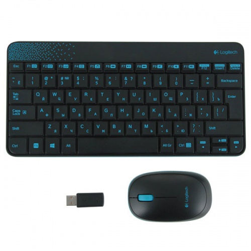 Комплект (клавиатура и мышь) Logitech Combo MK240 Nano Wireless Black-Blue фото 2