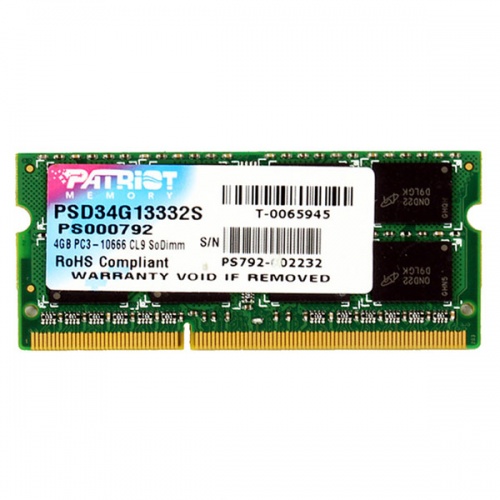 Модуль памяти So-DIMM Patriot PSD34G13332S DDR3 4GB 1333MHz