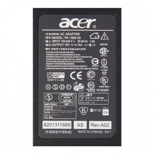 Блок питания для ноутбука Acer PA-1900-05 (19V/4.74A/90W/5.5x1.7) фото 2 Блок питания для ноутбука Acer PA-1900-05 (19V/4.74A/90W/5.5x1.7) фото 2