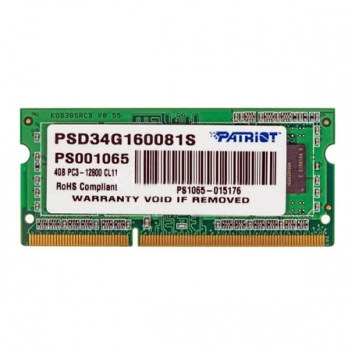 Модуль памяти So-DIMM Patriot PSD34G160081S DDR3 4GB 1600MHz