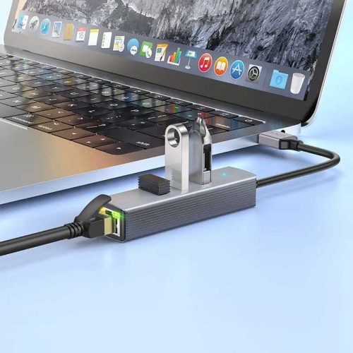 Сетевой адаптер + хаб Hoco HB34 USB 3.0 фото 3
