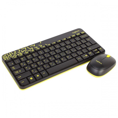 Комплект (клавиатура и мышь) Logitech Combo MK240 Nano Wireless Black-Yellow фото 2