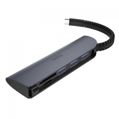 Разветвитель USB 3.0 Type-C Hoco HB-17 Grey фото 2