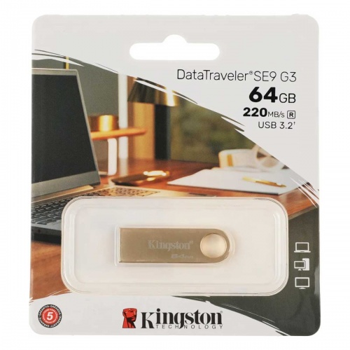 Флешка Kingston DataTraveler SE9 64Gb Gold фото 3