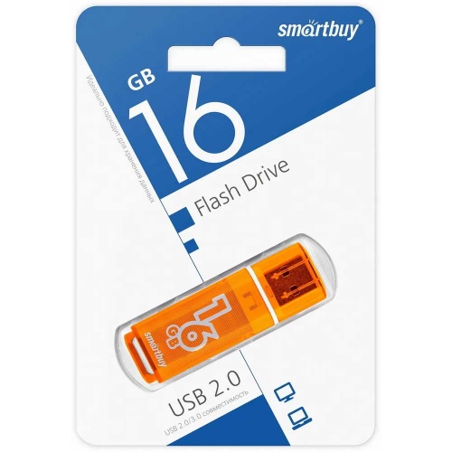 Флешка SmartBuy Glossy 16Gb Orange фото 2