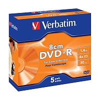 Mini DVD-R Verbatim for Camcoder Use 30 мин (jewel, 5)