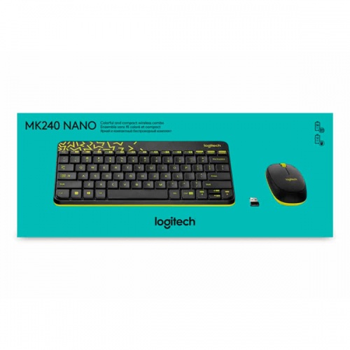 Комплект (клавиатура и мышь) Logitech Combo MK240 Nano Wireless Black-Yellow фото 5
