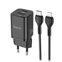 Зарядное устройство Hoco N13 PD30W + QC 3.0 + кабель Lightning Black