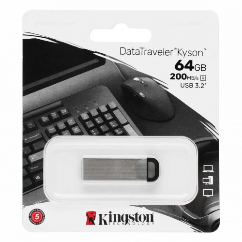 Флешка Kingston DataTraveler Kyson 64Gb Silver фото 3