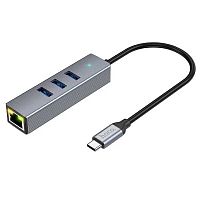 Сетевой адаптер + хаб Hoco HB34 USB Type-C 3.0