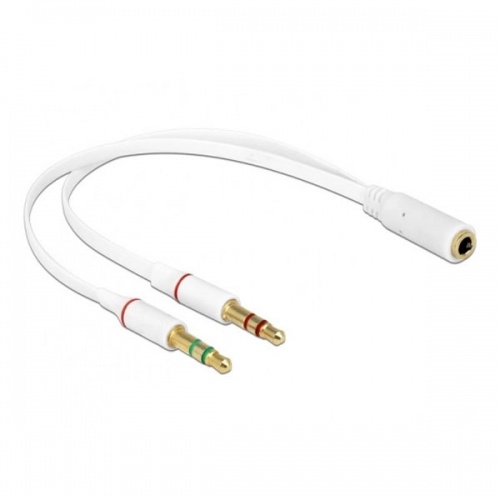 Адаптер для гарнитуры 3.5 Plug 4pin / 3.5 Jack x2 White