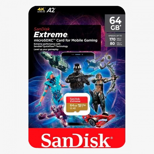 Карта памяти microSDXC SanDisk Extreme 64Gb Class 10 UHS-I A2 фото 2