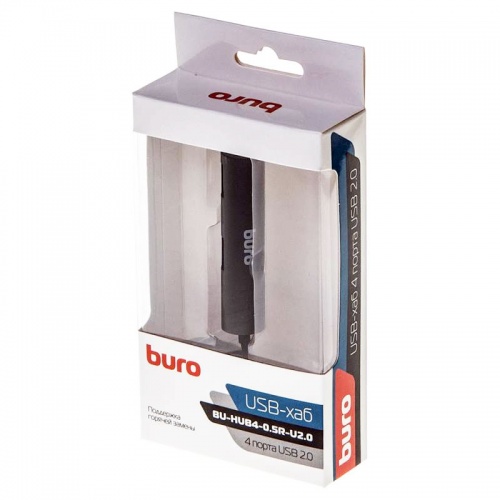 Разветвитель USB 2.0 Buro BU-HUB4-0.5R-U2.0 Black фото 3