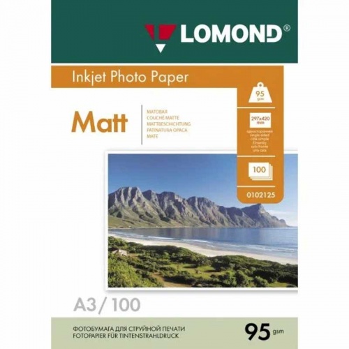 Фотобумага LOMOND матовая, А3, 95г/м2, 100 листов Фотобумага LOMOND матовая, А3, 95г/м2, 100 листов