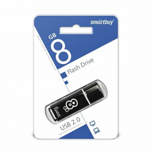 Флешка USB 2.0 SmartBuy Glossy 8Gb Black фото 2