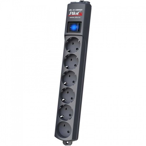 Сетевой фильтр ZIS Pilot S (3 м, 6 розеток, серый)