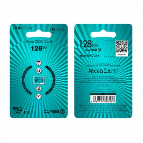 Карта памяти microSDXC Borofone 128Gb Class 10 UHS-I U3 фото 2