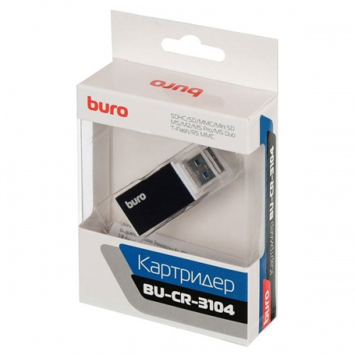 Картридер USB 2.0 Buro BU-CR-3104 Black фото 5