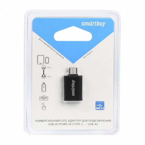 Адаптер SmartBuy OTG USB 2.0 AF-Type-C Black фото 2