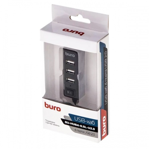 Разветвитель USB 2.0 Buro BU-HUB4-0.5L-U2.0 Black фото 5