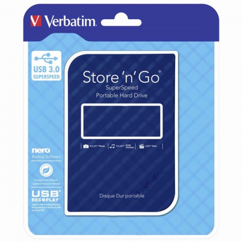 Внешний жесткий диск Verbatim Store'n'Go 3.0 1Tb Blue фото 2
