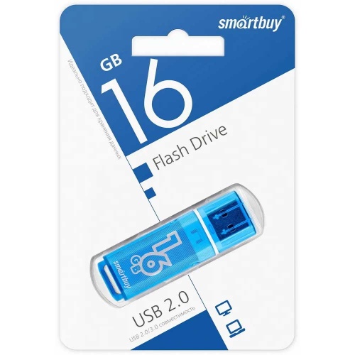 Флешка USB 2.0 SmartBuy Glossy 16Gb Blue фото 2 Флешка USB 2.0 SmartBuy Glossy 16Gb Blue фото 2