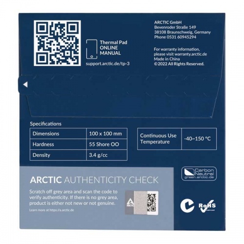 Термопрокладка Arctic Thermal Pad TP-3, 100x100x1mm фото 3