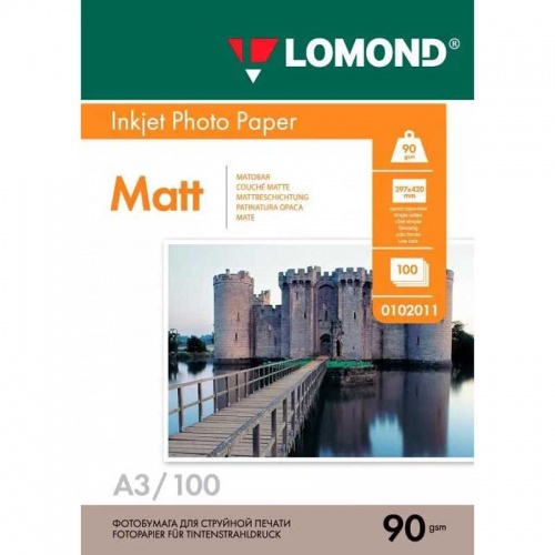 Фотобумага LOMOND матовая, А3, 90г/м2, 100 листов Фотобумага LOMOND матовая, А3, 90г/м2, 100 листов