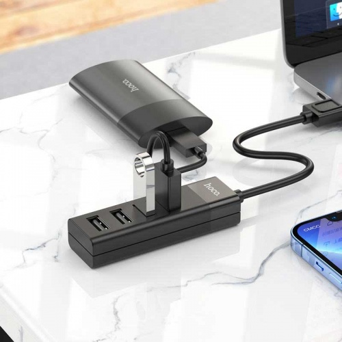Разветвитель USB 3.0/2.0 Hoco HB25 Type-A Black фото 2