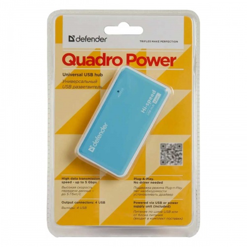 Разветвитель USB 2.0 Defender Quadro Power фото 4
