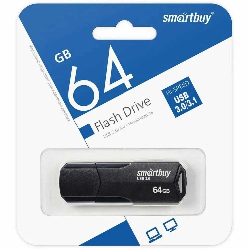 Флешка USB 3.0 SmartBuy Clue 64Gb Black фото 2 Флешка USB 3.0 SmartBuy Clue 64Gb Black фото 2
