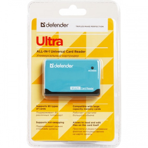 Картридер USB 2.0 Defender Ultra Black-Blue фото 5