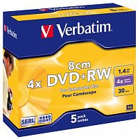 Mini DVD+RW Verbatim for Camcoder Use 30 мин (jewel, 5)