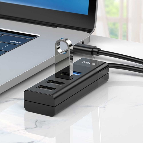 Разветвитель USB 3.0/2.0 Hoco HB25 Type-C Black фото 3