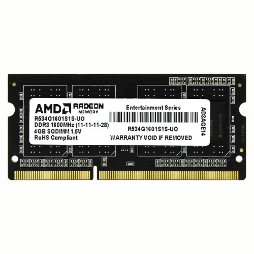 Модуль памяти So-DIMM AMD Radeon R5 Entertainment Series DDR3 4GB 1600MHz