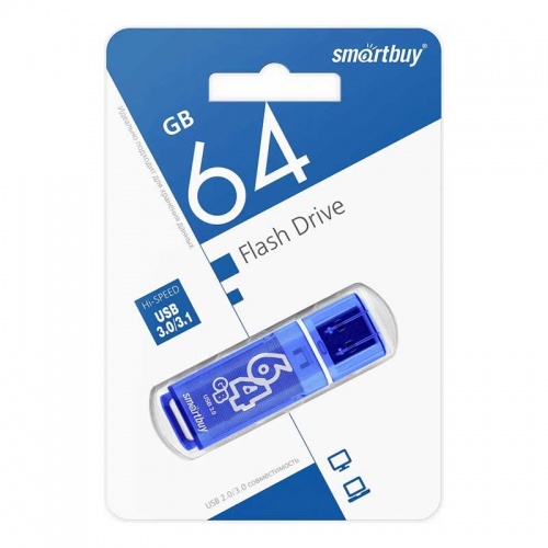 Флешка USB 3.0 SmartBuy Glossy 64Gb Dark Blue фото 2