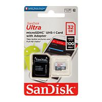 Карта памяти microSDHC SanDisk Ultra 32Gb Class 10 UHS-I U1 + adapter