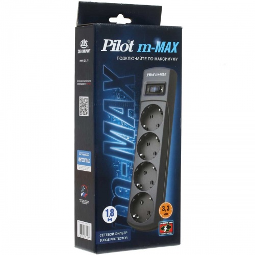 Сетевой фильтр ZIS Pilot m-Max (1.8 м, 4 розетки, серый) фото 2 Сетевой фильтр ZIS Pilot m-Max (1.8 м, 4 розетки, серый) фото 2