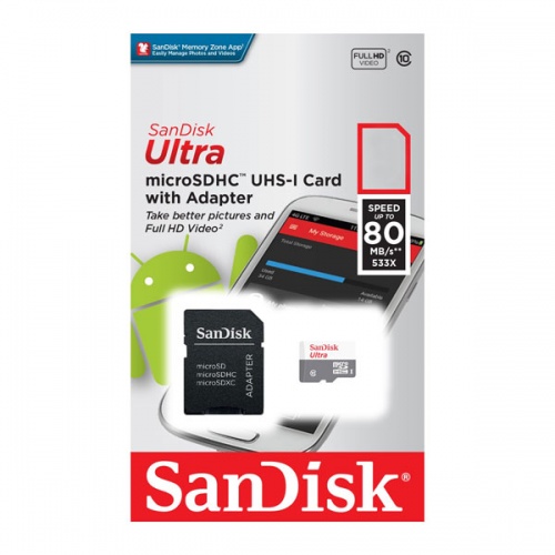 Карта памяти microSDXC SanDisk Ultra 16Gb Class 10 UHS-I U1 + adapter фото 3