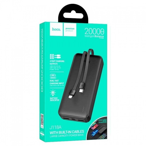Внешний аккумулятор Hoco J118A 20000 мАч Black фото 2